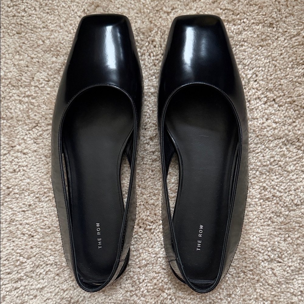 The Row Black Leather Flats